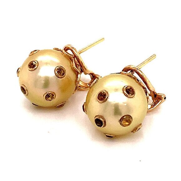 South Sea Pearl Sapphire Earrings 14k Gold 11.33 mm Certified $5,950 113478 - Picture 15 of 16